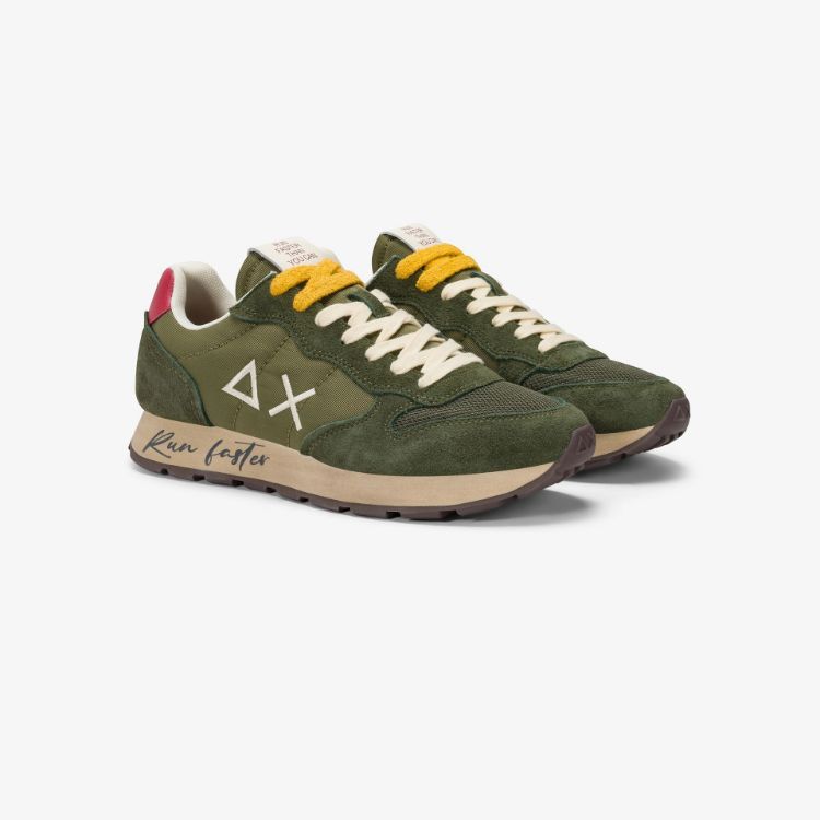 Immagine di Sneaker Tom Vintage in nylon e suede militare scuro