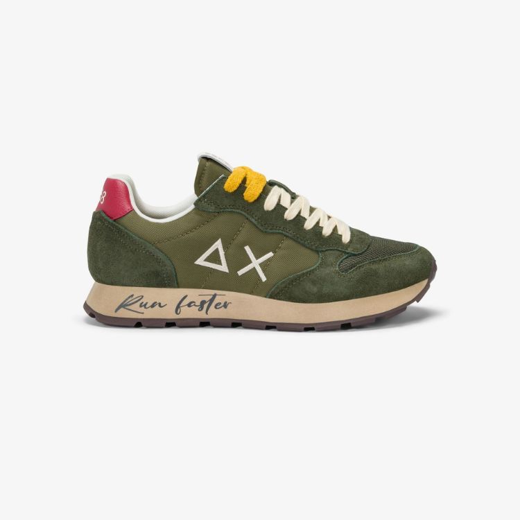 Immagine di Sneaker Tom Vintage in nylon e suede militare scuro