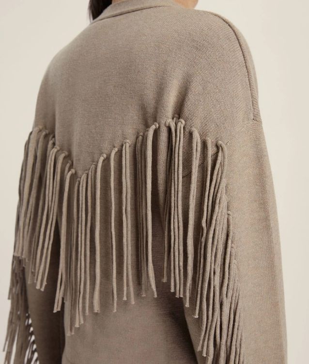 Immagine di Cardigan over con frange - TORTORA