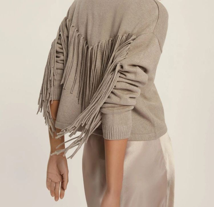 Immagine di Cardigan over con frange - TORTORA