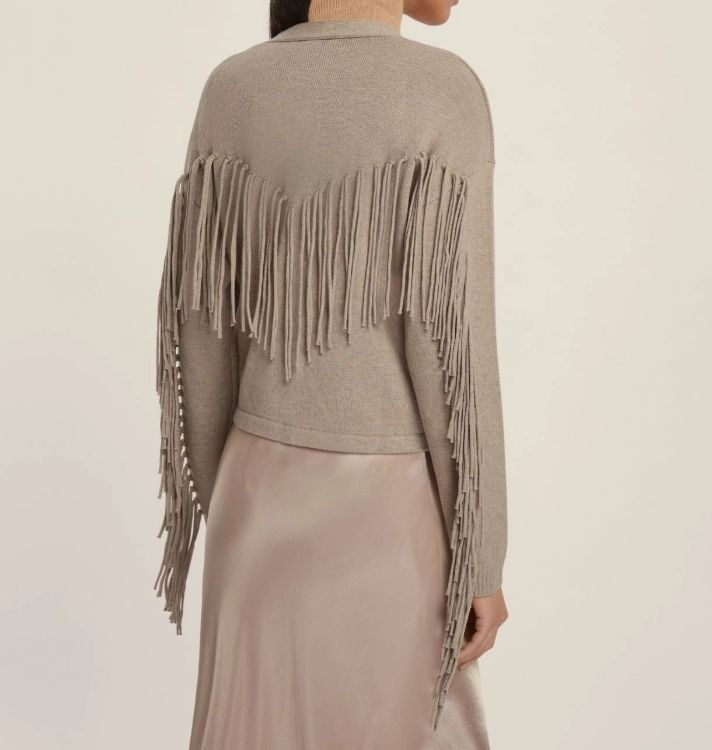 Immagine di Cardigan over con frange - TORTORA