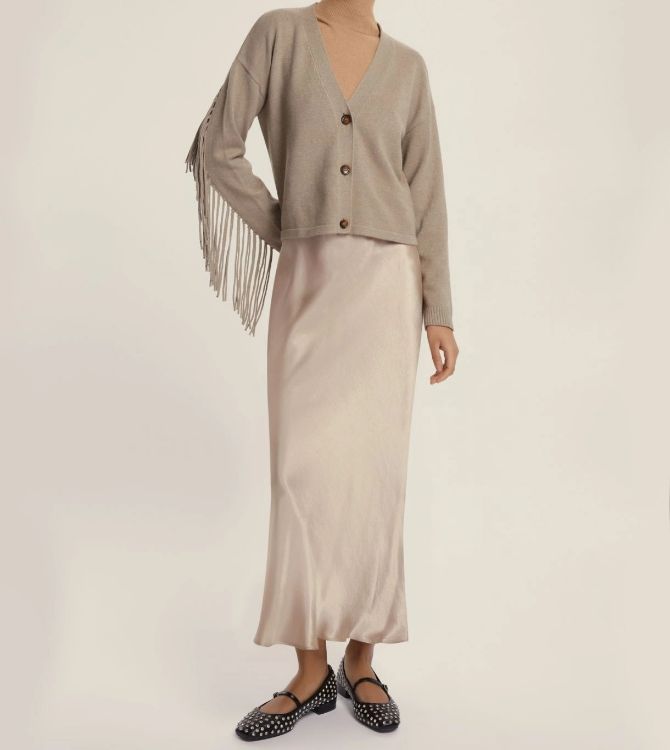 Immagine di Cardigan over con frange - TORTORA