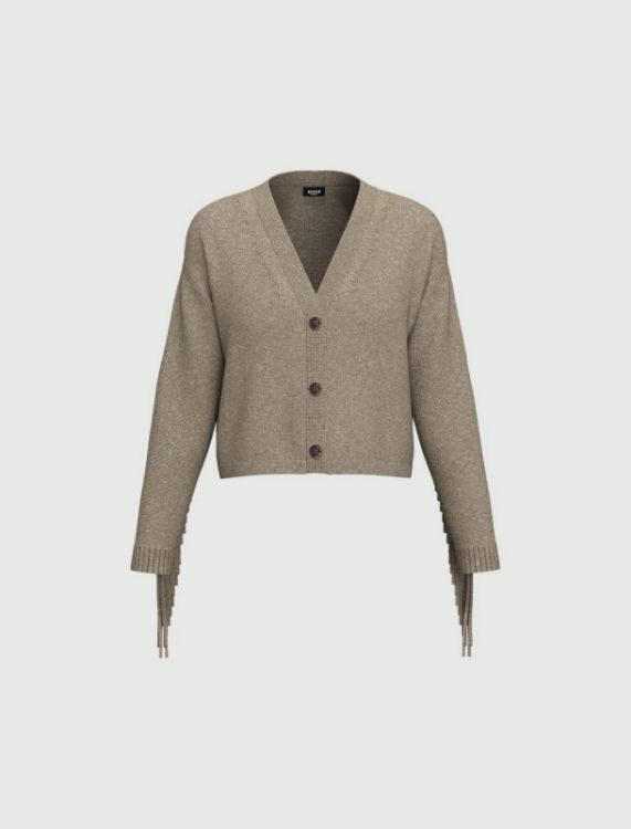 Immagine di Cardigan over con frange - TORTORA