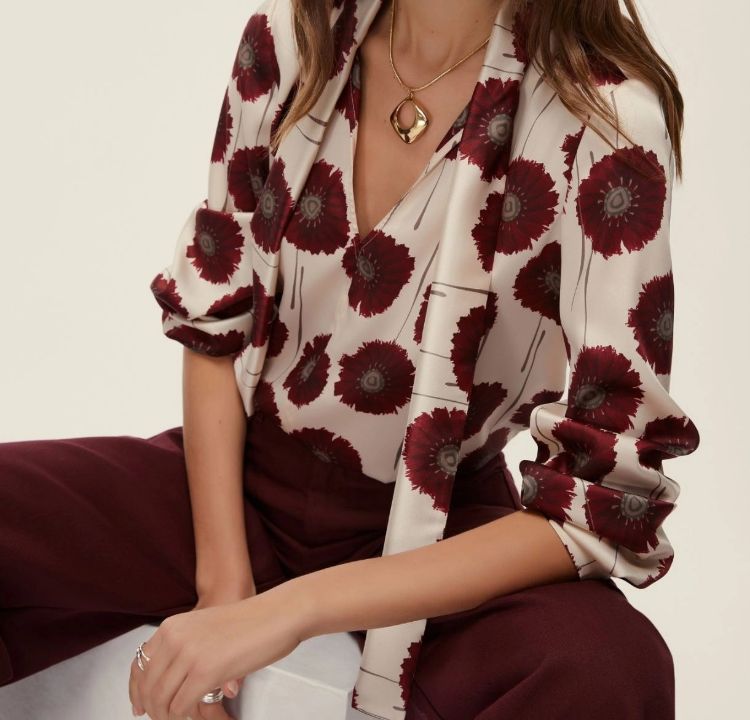 Immagine di Blusa in twill stampato - PANNA