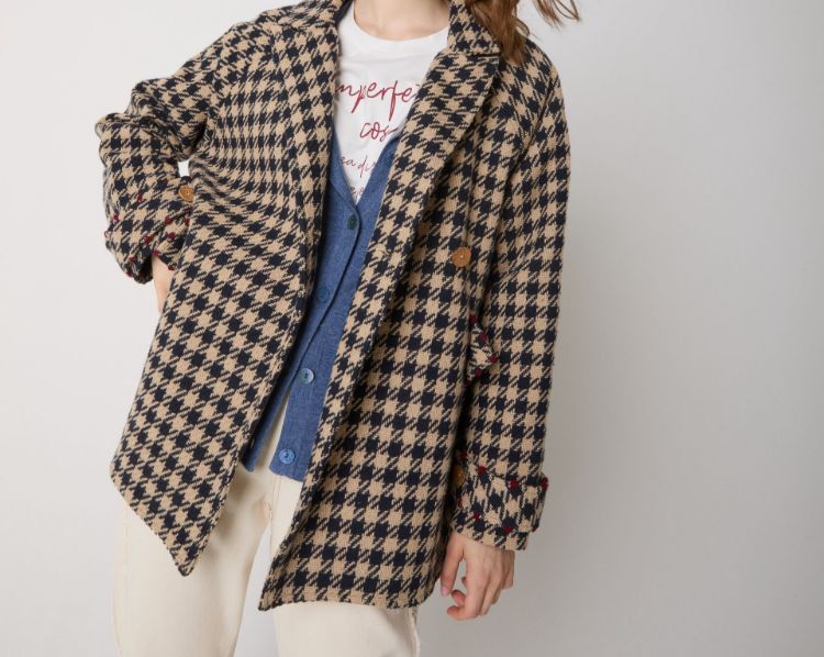 Immagine di Cappotto pied de poule in lana e cotone