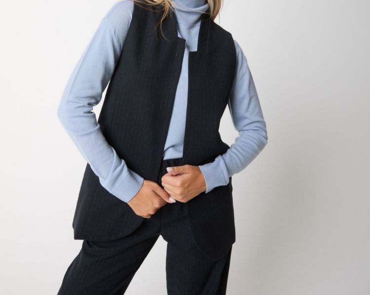 Immagine di Gilet in lana e cotone gessato