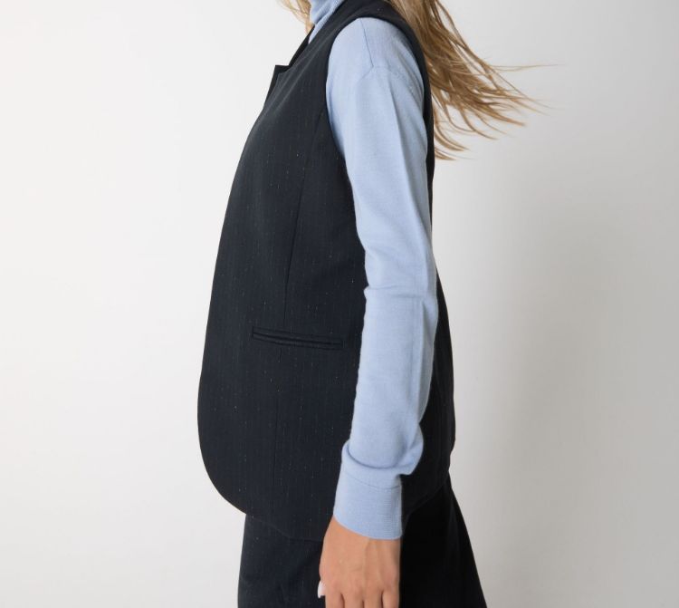 Immagine di Gilet in lana e cotone gessato