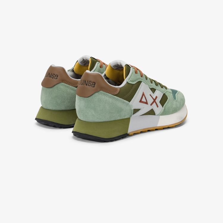 Sneaker Jaki Bicolor in nylon e suede verde salvia/verde militare