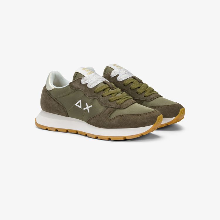 Sneaker Ally Gold Silver in suede e nylon verde militare