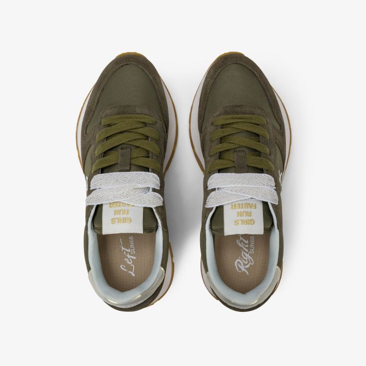 Sneaker Ally Gold Silver in suede e nylon verde militare