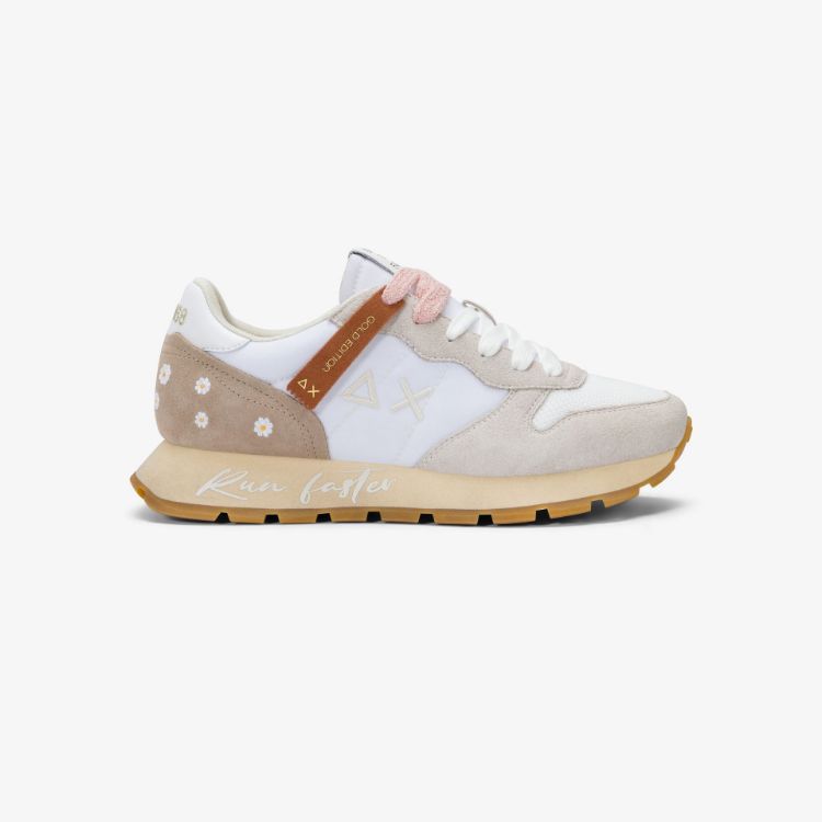 Sneaker Ally Vintage in suede e nylon bianco panna
