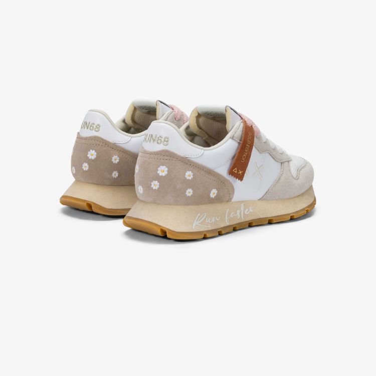 Sneaker Ally Vintage in suede e nylon bianco panna