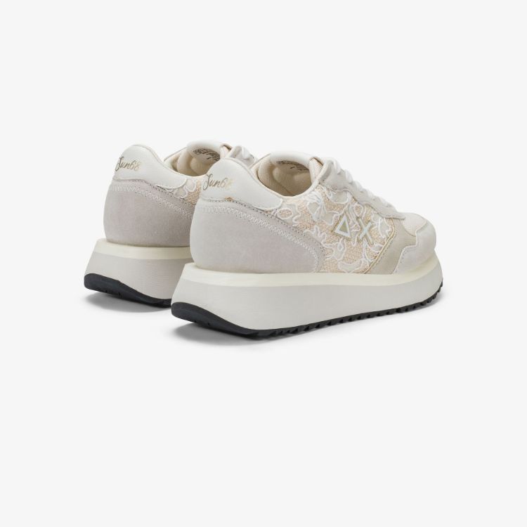 Sneaker Big Ally Flower in suede e mesh bianco panna