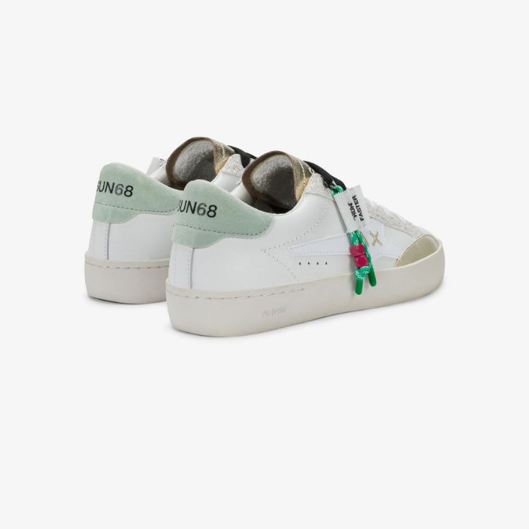 Sneaker Katy in pelle bianco/verde acquamarina