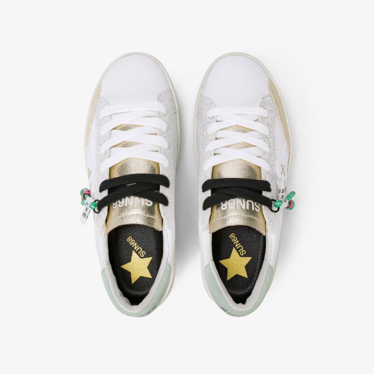 Sneaker Katy in pelle bianco/verde acquamarina