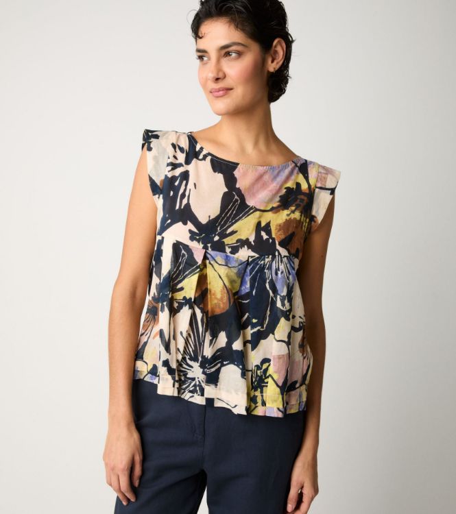 Top floreale con scollo a barca fiore