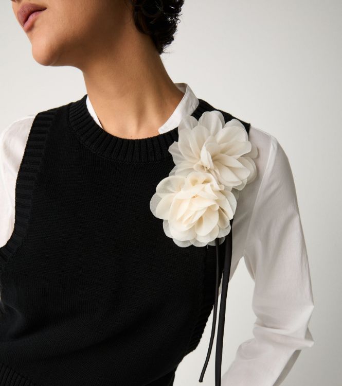 Gilet girocollo in maglia nero