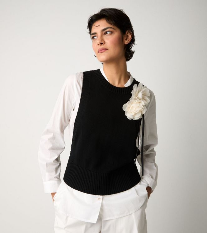 Gilet girocollo in maglia nero