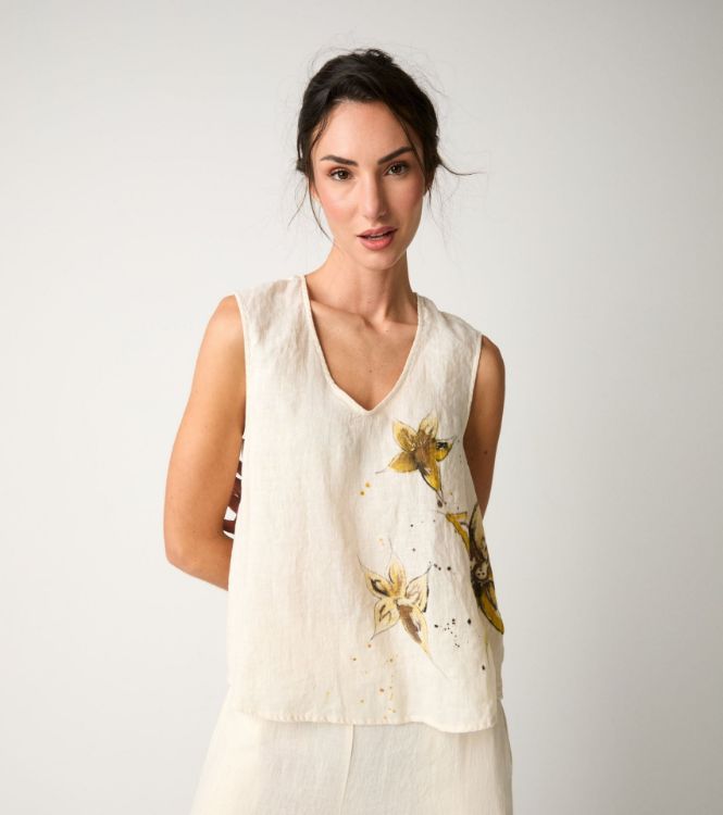 Top floreale con scollo a V fiori