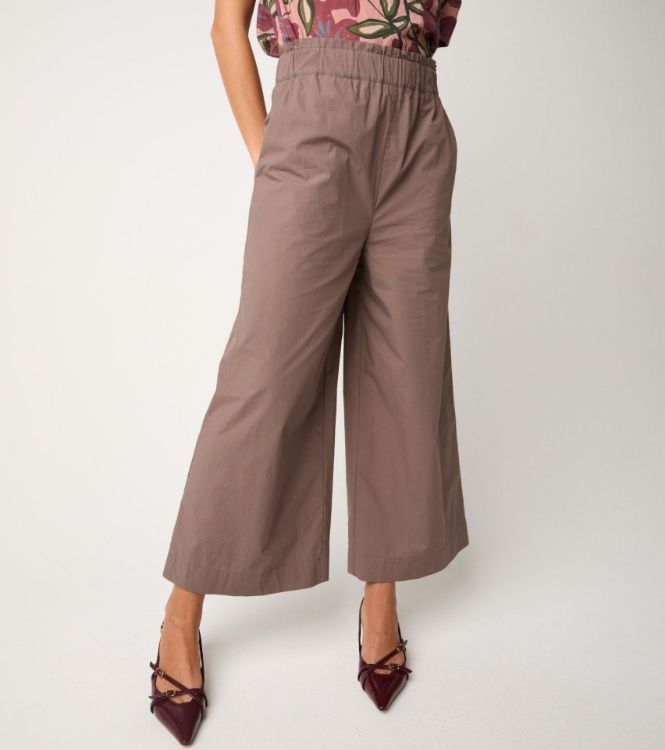 Pantaloni cropped in cotone cacao