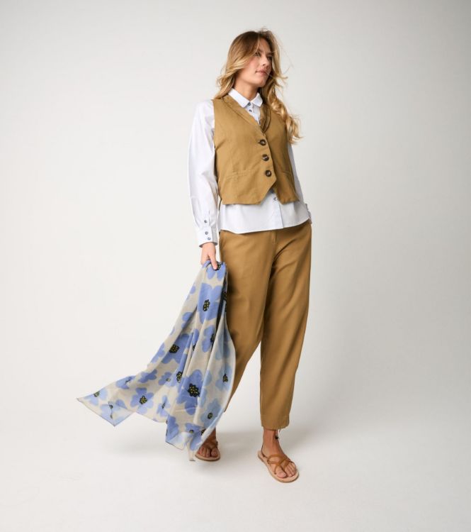 Pantaloni cropped in cotone stretch gold
