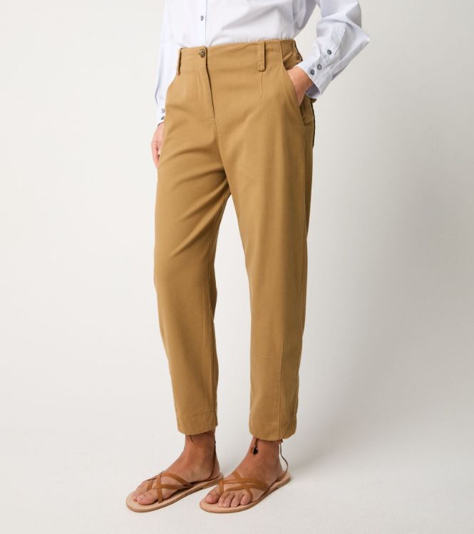 Pantaloni cropped in cotone stretch gold