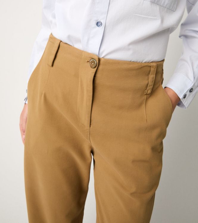 Pantaloni cropped in cotone stretch gold
