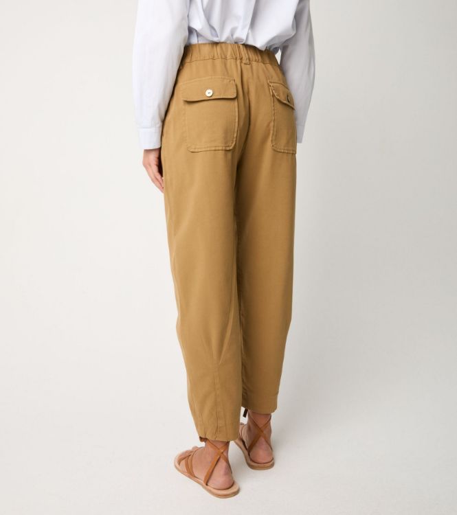 Pantaloni cropped in cotone stretch gold