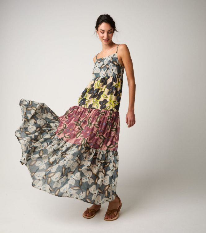 Abito lungo in cotone floreale fiori