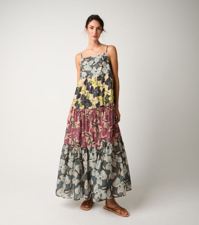 Abito lungo in cotone floreale fiori