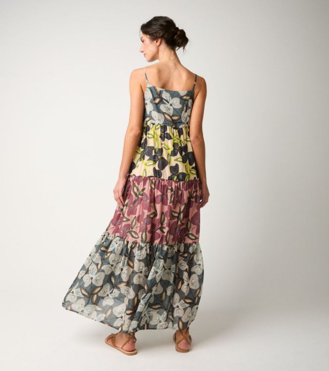 Abito lungo in cotone floreale fiori