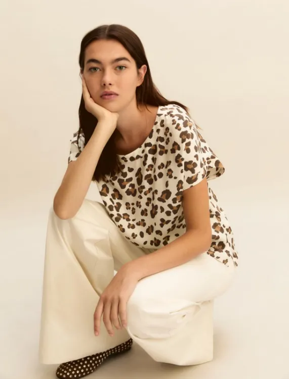 Immagine di T-Shirt in Twill di Viscosa Stampato