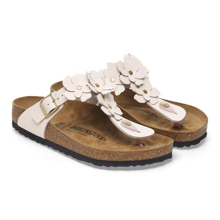 Immagine di Sandali Birkenstock Gizeh Flower Embellishment in Pelle Naturale