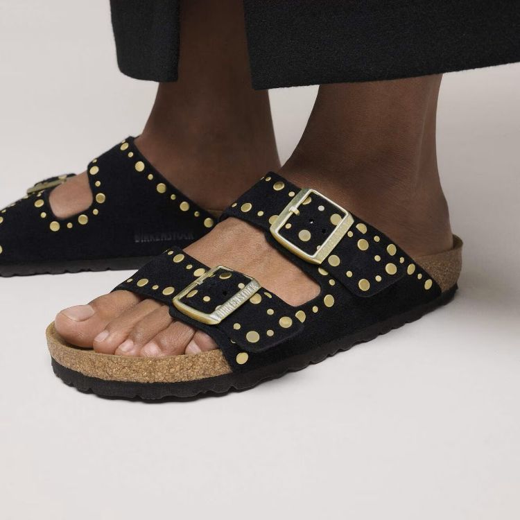 Immagine di Sandali Birkenstock Arizona Rivet in Pelle Scamosciata