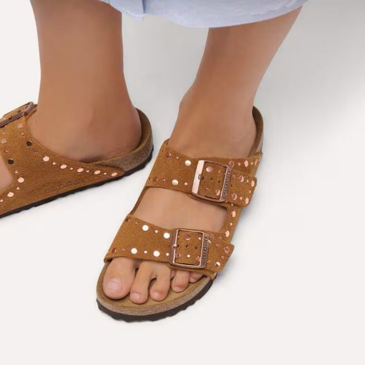 Immagine di Sandali Birkenstock Arizona Rivet in Pelle Scamosciata