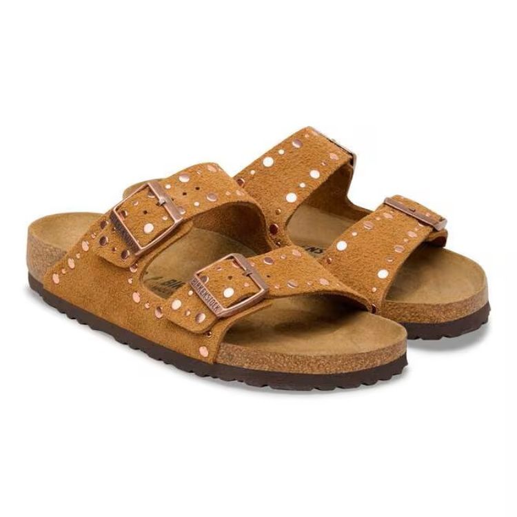 Immagine di Sandali Birkenstock Arizona Rivet in Pelle Scamosciata