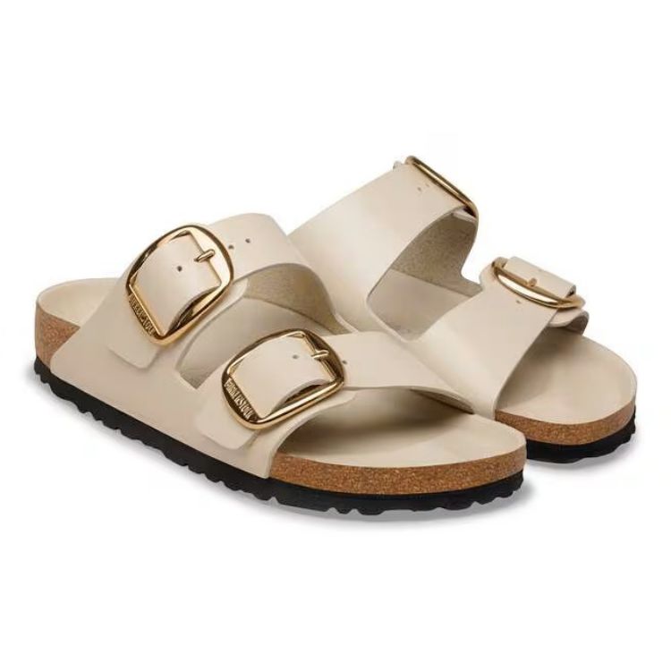Immagine di Sandali Birkenstock Arizona Big Buckle in Pelle Naturale Vernice