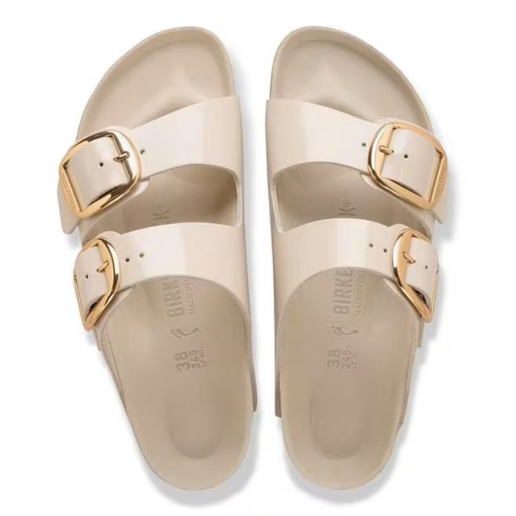 Immagine di Sandali Birkenstock Arizona Big Buckle in Pelle Naturale Vernice