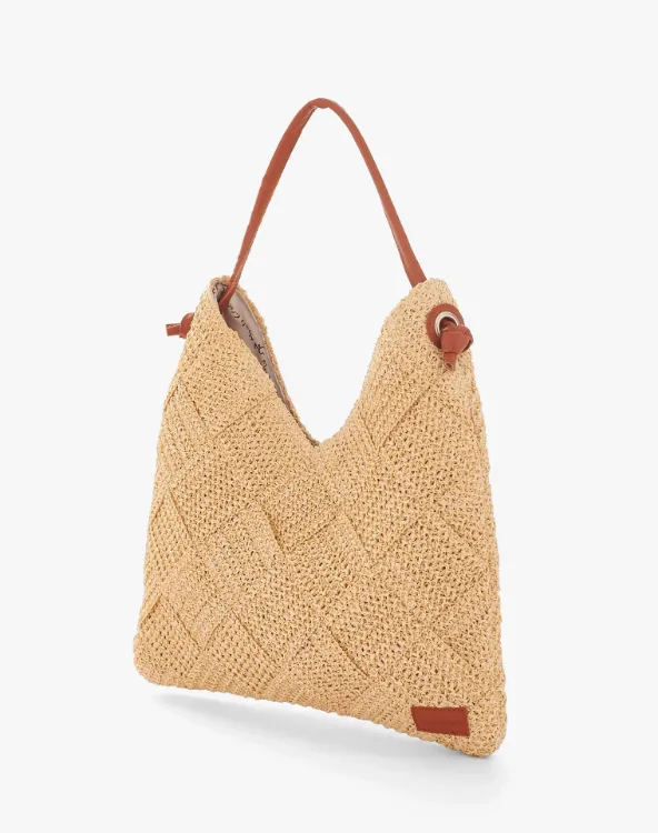 Immagine di Borsa Donna Hobo Intrecciata Effetto Raffia