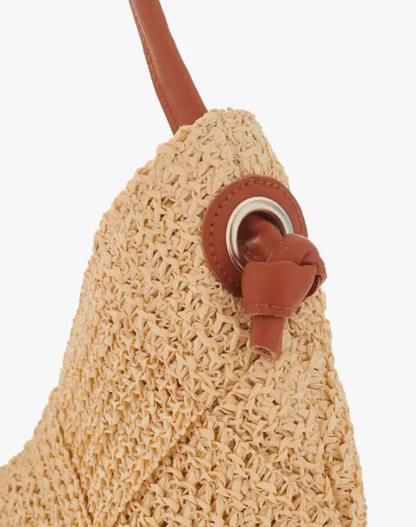 Immagine di Borsa Donna Hobo Intrecciata Effetto Raffia