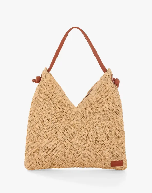 Immagine di Borsa Donna Hobo Intrecciata Effetto Raffia
